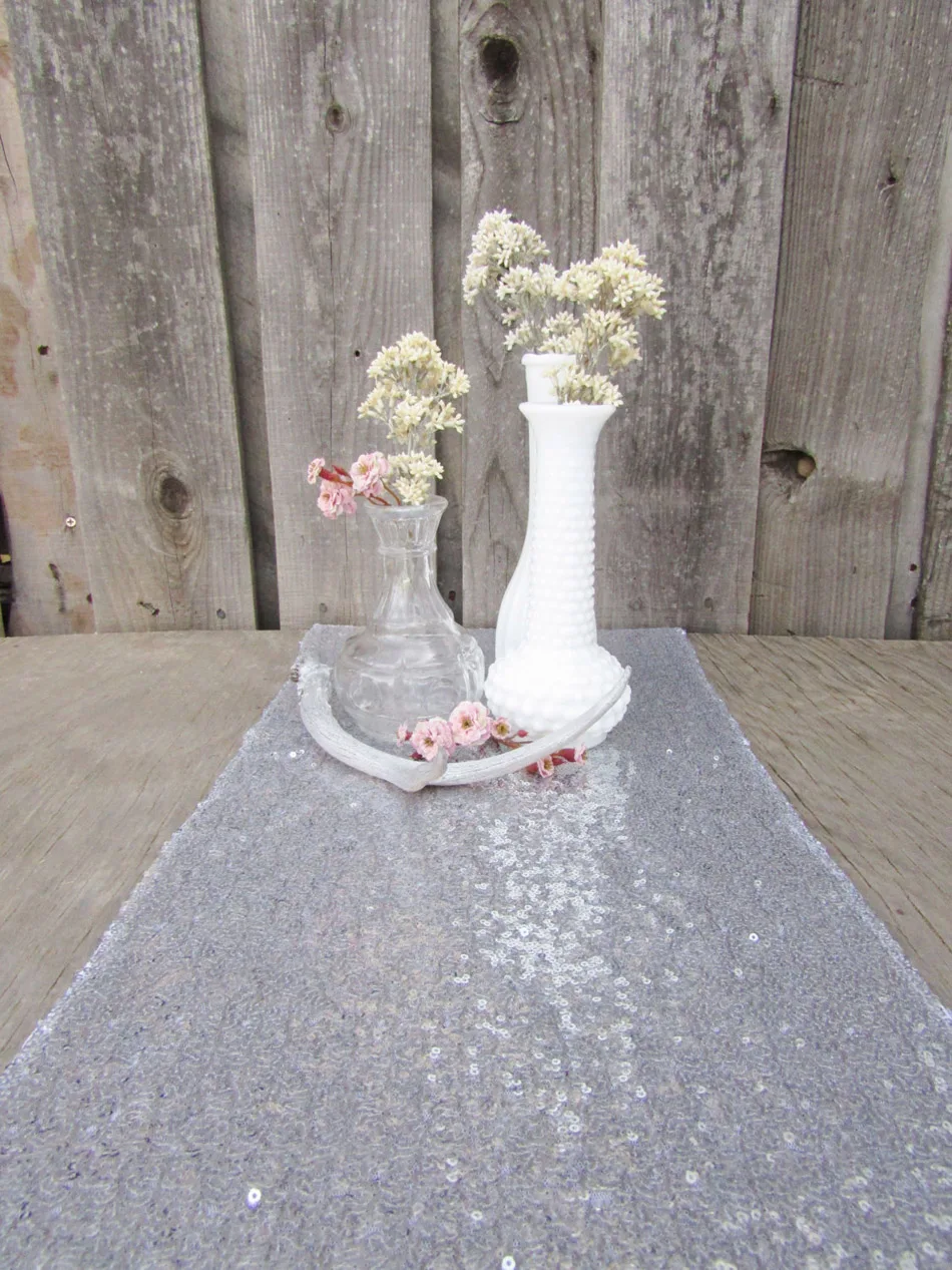 Silver Sequin table runner 30*180cm sparkly wedding party Christmas