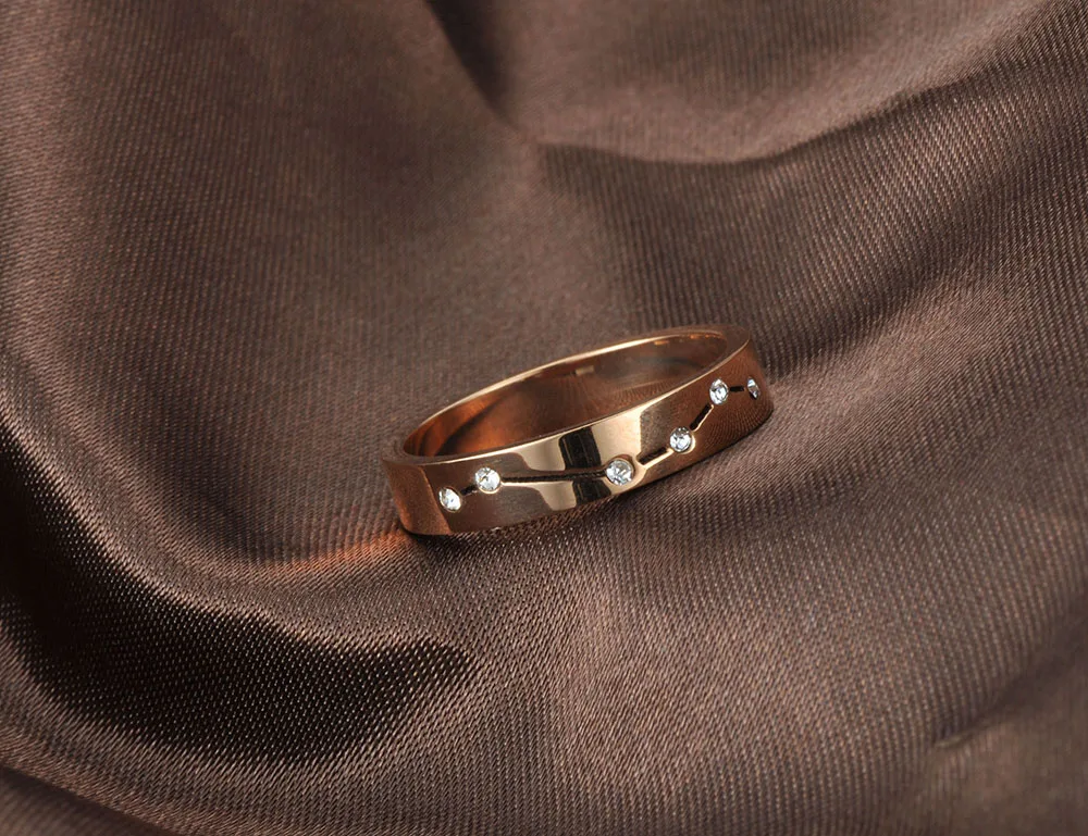 Lokaer ювелирные изделия, нержавеющая сталь, стразы, обручальное кольцо, розовое золото, CZ Кристалл, свадебные кольца для женщин, Прямая поставка R19006