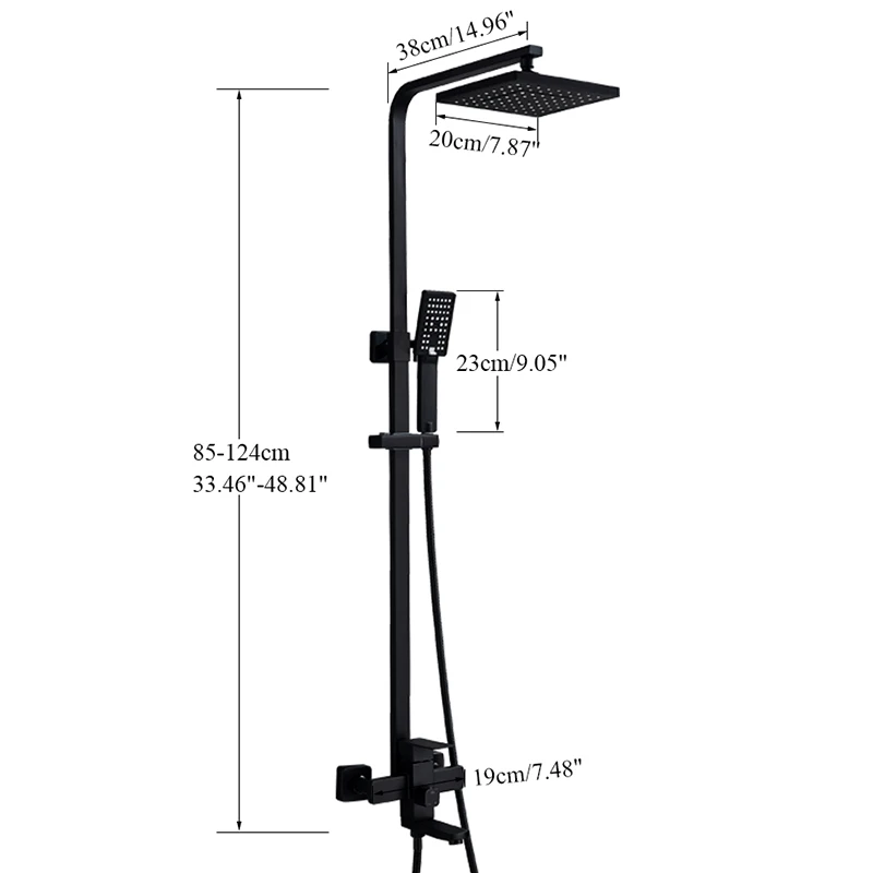 Quyanre матовый черный Ванная комната душевой кран комплект настенный смеситель для душа в форме дождя кран для ванны смеситель для душа 3-сторонний выход смеситель для душа