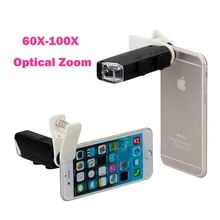 Высокое качество 60X-100X зум-Лупа объектив камеры клип светодиодный Макрос микроскопа Объективы для мобильных телефонов для iPhone 6 6s 7 8 смартфонов