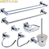 Stainless Steel Bathroom Hardware Set Chrome Polished Toothbrush Holder Paper Holder Towel Bar Bathroom Accessories Square Shape ► Photo 1/6