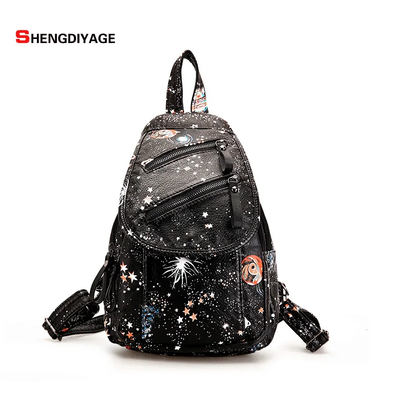 

2017 women backpack Star pattern large travel backpack multifunctional school backpack for girls split leather shoulder bag