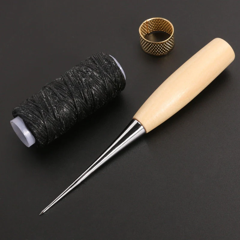 

Brand New Sewing Needles Awl Waxing Thread Sewing Thimble Kit Stainless Steel Durable And Safe For Handmade DIY Leather