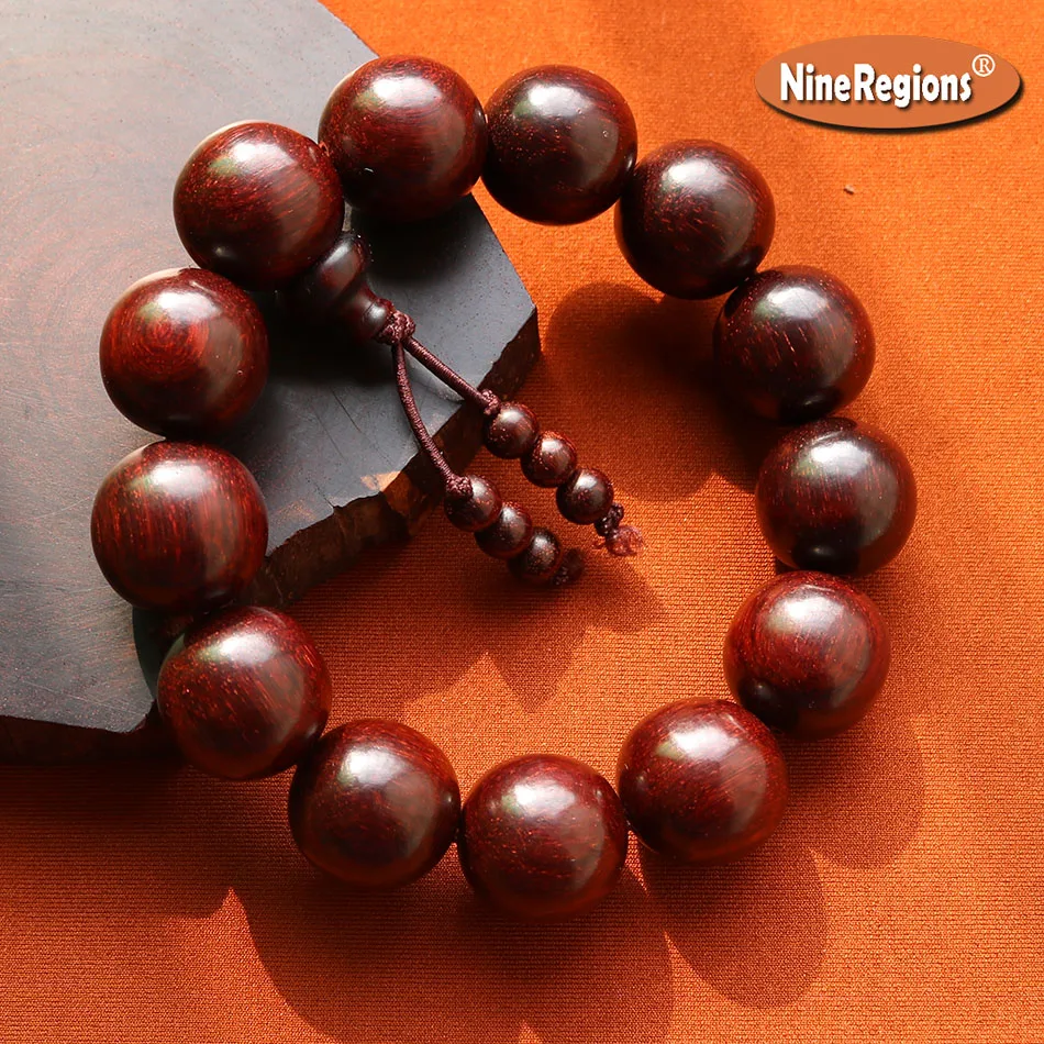 

Genuine Natural iIndian Lobular Red Sandalwood 18mm beads bracelet high density with Venus rosewood bangle for men women gift