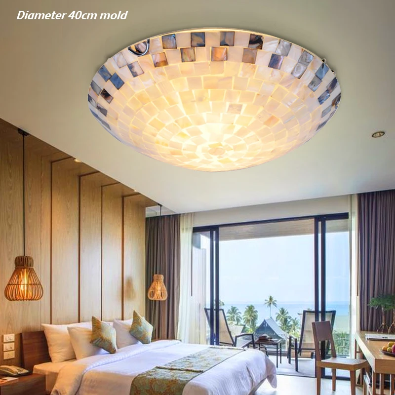 

Indoor Lighting Mosaic Seashell LED Ceiling Lights D40 D50CM Home Tiffany LED Ceiling Lamps Decoration for Home Lighting