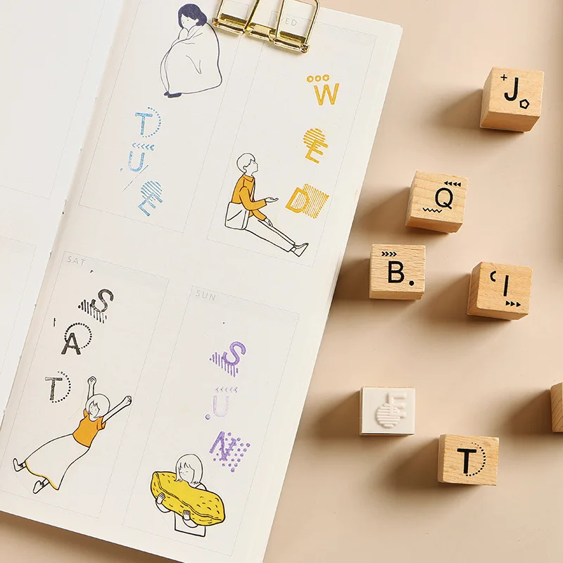 28 шт/лот крутые DIY алфавиты тема мини деревянные штампы пакет наклейки для дневника деко Поставки