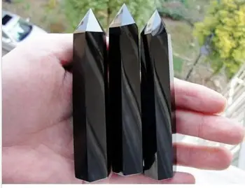 

high quality 3PCS pretty natural obsidian Quartz Crystal single Terminated Wand Healing