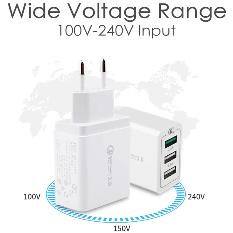 3.4A 3 порта USB зарядное устройство светодиодный дисплей быстрое зарядное устройство для телефона адаптер настенное зарядное устройство ЕС для iPhone samsung смартфонов планшетов