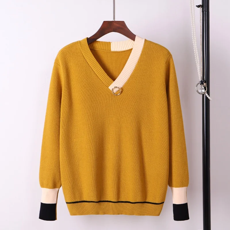

ONLYSVTER High Quality V-Neck Women Autumn Winter Warm Pullover Sweater Thick Jumper Top Europe Style Knitted Female Sweater