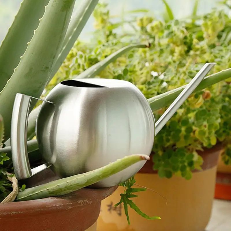 1000mL stainless steel spherical drip pot plant flowers and water bottle long mouth watering pot