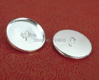 

Blank Cabochon Base Round Curved Bezel with 2 Loops Vial Bottle Pendant Caps Connector Settings DIY Findings Silver Plated Metal