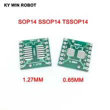 Sop 14 ssop14 para dip14, pinça smd para dip adaptador 0.65mm/1.27mm a 2.54mm com 10 peças placa de circuito elétrico conversor soquete
