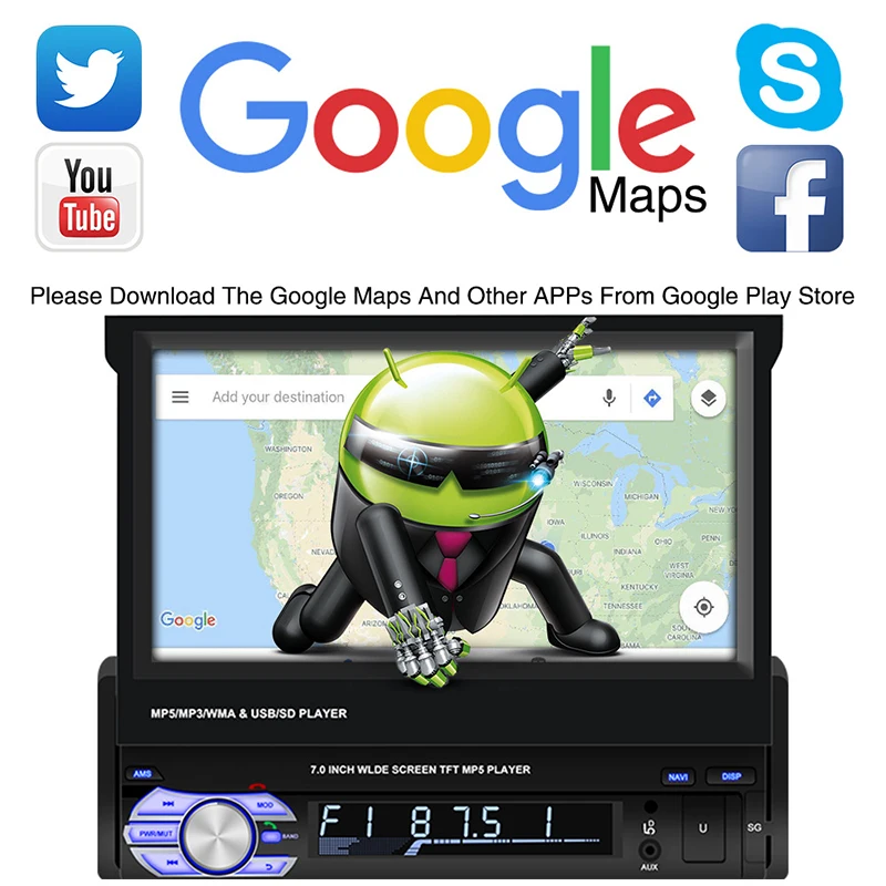 Panlelo T2 1 Din Android автомобильный стерео музыкальный аудио плеер 7 дюймов 1 ГБ 16 ГБ четырехъядерный 1080HD gps навигация аудио радио AM FM BT вызов