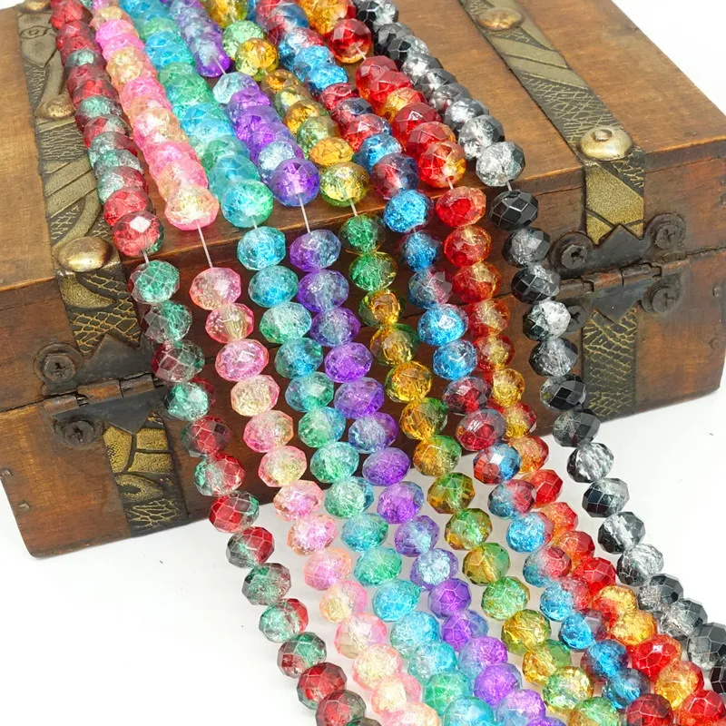 

2018 fashion 40pcs Floral Mixed Rondelle Faceted Crystal Glass Loose Spacer Beads DIY 8mm