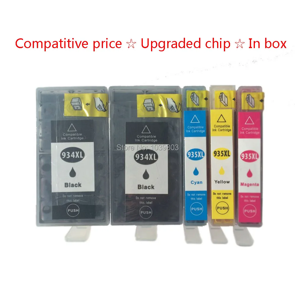 

5Paks  hp 934 935 ink cartridge Compatible for hp Officejet pro 6230 6830 6835 6812 6815 printer with chip hp934 hp935 XL