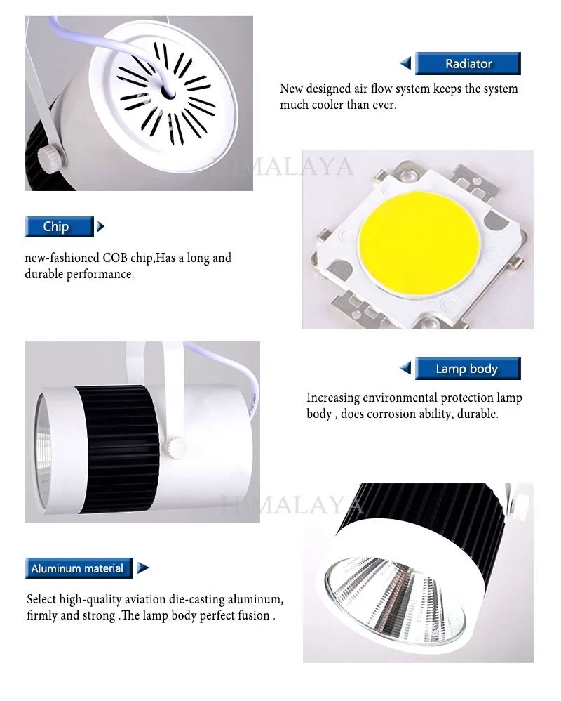 Toika 30 w Интегрированный COB отслеживание света для магазина/освещение для торговых центров Цвет опционально белый/черный точечный свет 746