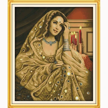 

Indian beauty portrait Stitch Needlework,DIY DMC Cross stitch Sets For Embroidery kits Counted Cross-Stitching 14ct 11ct printed