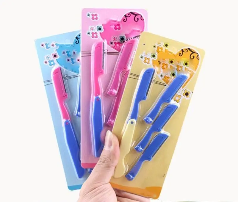 

New Portable Stainless Steel Foldable Eyebrow Razor Pro Eyebrow Trimmer 4 Blades Included