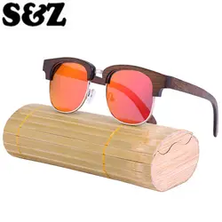 Половина Рамки деревянный Солнцезащитные очки для женщин поляризационные Для мужчин Для женщин Bamboo Солнцезащитные очки для женщин