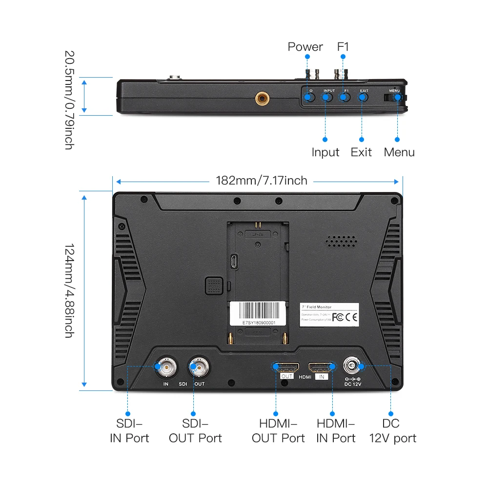 Eyoyo E7S PRO 7 дюймов для однообъективной цифровой зеркальной фотокамеры на поле камеры монитор IPS Full HD 1920x1200 3g SDI 4 K HDMI для sony Canon Nikon беззеркальная камера