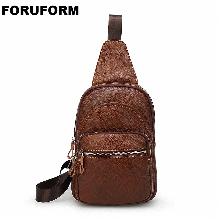 

Men's Vintage Cowhide Genuine Leather Bag Chest Pack Messenger Travel Shoulder Cross Body Pack Women Chest Casual Bag LI-1613