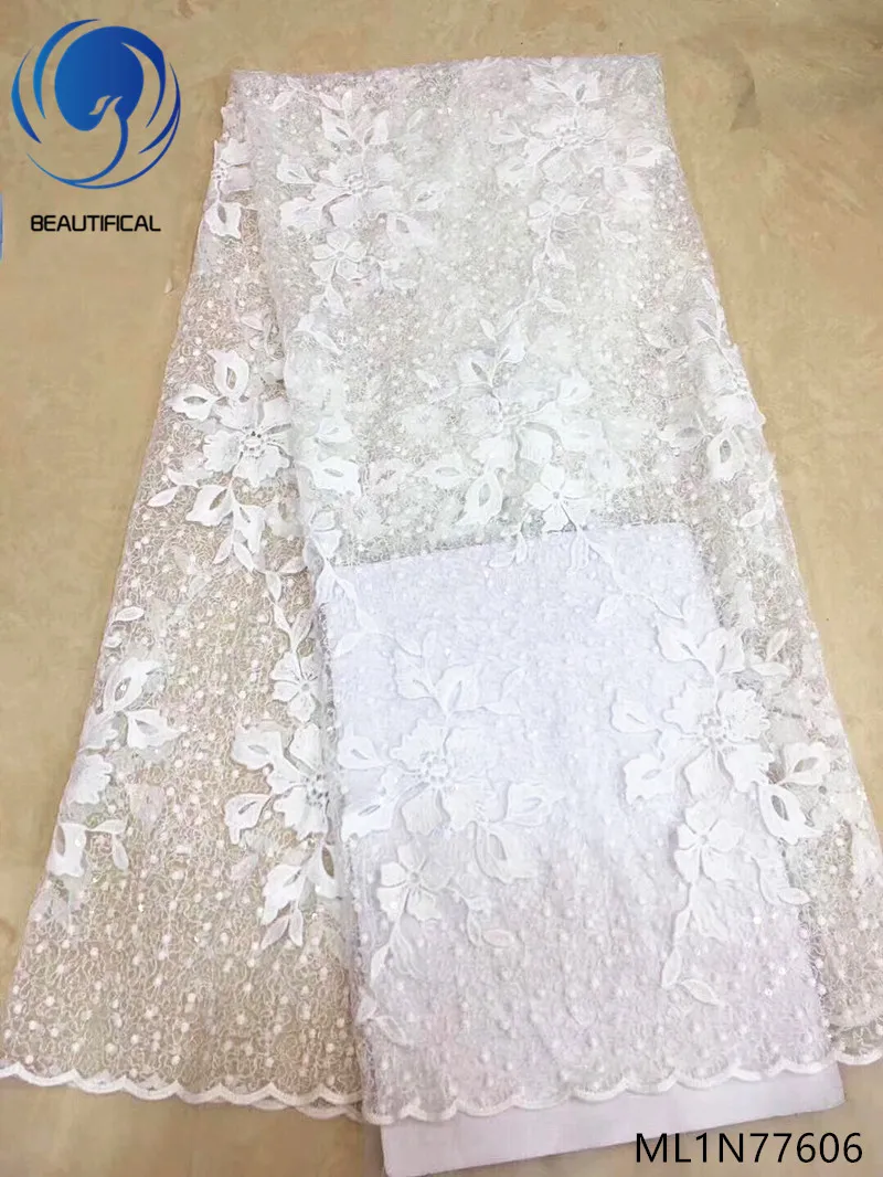 

Beautifical french net laces fabrics african lace with sequins Embroidered african laces fabric for women 5yards/lot ML1N776