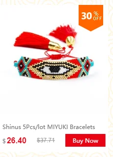 Браслет Shinus Miyuki, женские браслеты со сглаза, 5 шт./партия, Fatima Hand Pulsera Mujer,, бисер, ручная работа, ювелирные изделия Хамса