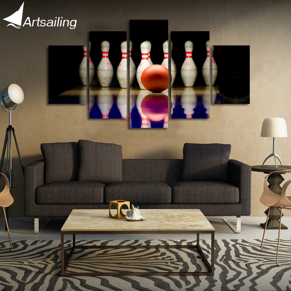 HD printed 5 piece canvas art bowling ball painting wall pictures for