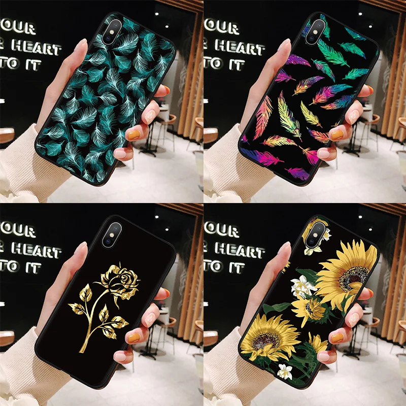 

Silicone Matte Soft TPU Cover For iPhone XR X XS Max 7Plus 8Plus 5 5S SE 6 6S 7 8 Plus Flower Funda For iPhone X 10 9 Coque Case