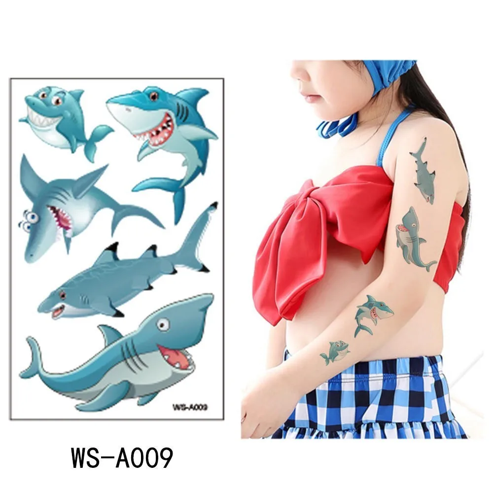 Glaryyears 1 лист Акула для временного макияжа татуировки наклейки синие поддельные тату флеш-тату водонепроницаемые маленькие боди-арт для мужчин, женщин и детей - Цвет: WS-A009