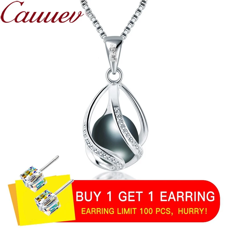Cauuev genuine 100% Natural freshwater Pearl Jewelry Hot Selling 925 Sterling Silver Pendant Necklace gift For Women Female Jew