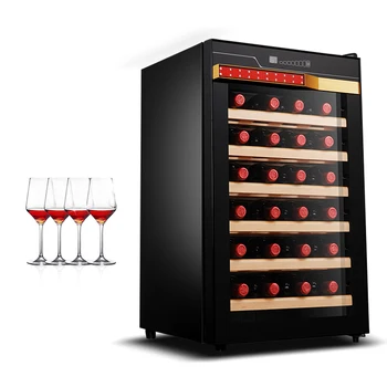 

For 28pcs Red Wine Refrigerator 65L Adjustable Thermostat Wine Cooler Anti-UV Insulated Glass Door Wine Champagne Storage