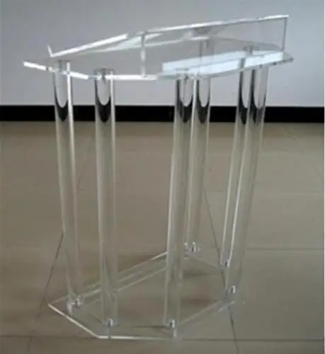 

Wholesale Speak Rostrum Modern Elegant Floor Standing Acrylic Dais Speech Stand Clear Acrylic Lectern Podium