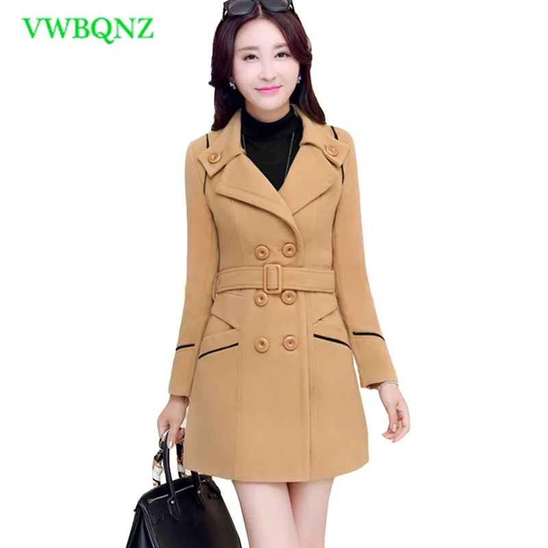 Plus size Woolen Jacket Women Autumn Winter Slim Long Add