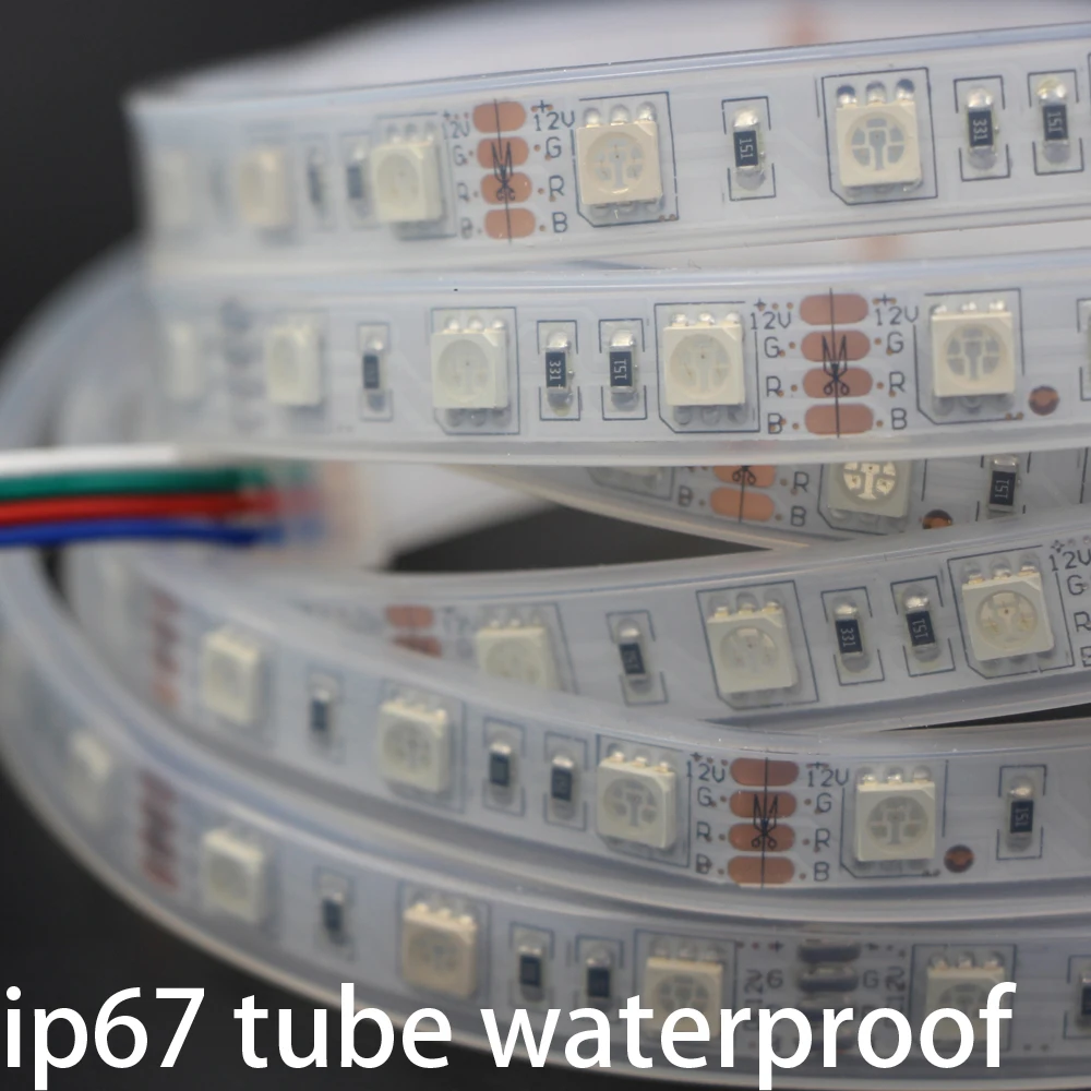 Светодиодная лента 5050 SMD RGB 12 В постоянного тока 1/5 м не ip65 ip67 ip68 водонепроницаемая