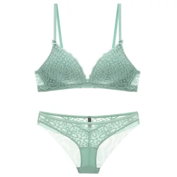 

Euramerican bralette wireless sexy bra and panty set comfortable sleep women underwear floral lace thin cup intimates