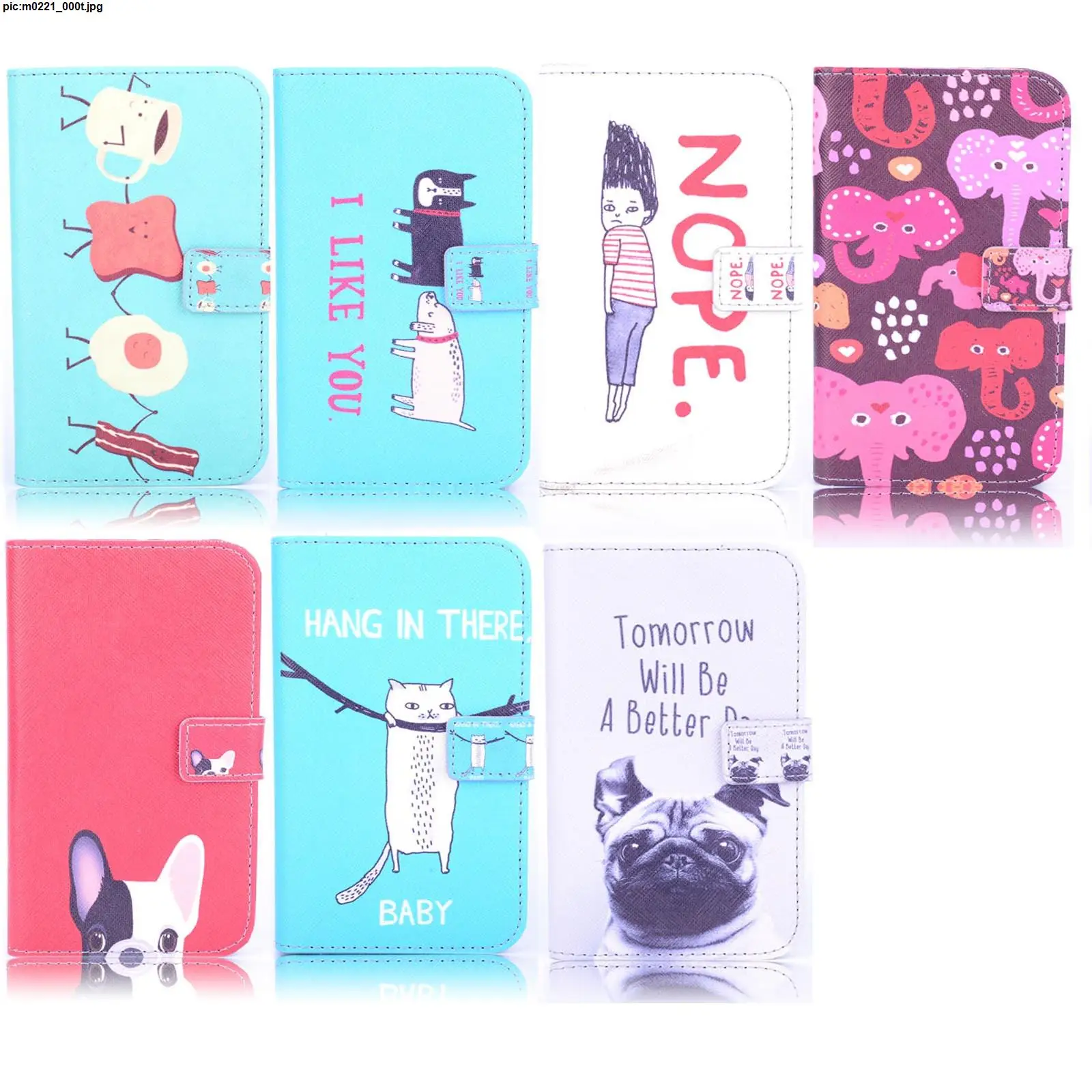 Funny Animals Art Design Leather Wallet Flip case For iphone 4/4s/4g