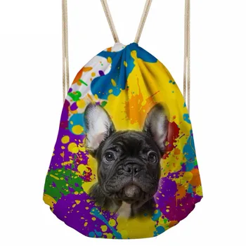 

Funny 3D Dog Graffiti French Bulldog Women/Men Drawstrings Colorful Softback Backpack for Shopping Daily Storage BagSumka