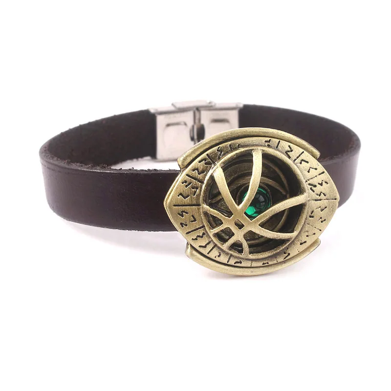 Avengers Bangles Bracelets Doctor Strange Eye of Agamotto Iron Man Arc Reactor Captain Marvel Thanos Leather Rope Bracelet Gift