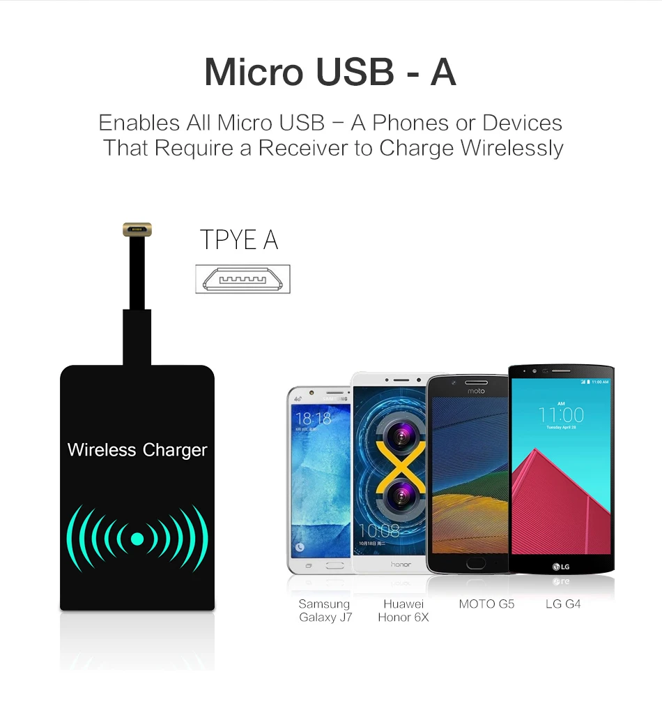 CinkeyPro QI Беспроводной Зарядное устройство приемник Micro Тип usb C для iPhone samsung Тип-C 5 V/1A зарядный адаптер универсальный программатор