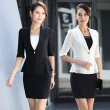 Летний официальный с короткими рукавами OL стили профессиональные деловые рабочие костюмы с куртками и юбкой салонные блейзеры S-3XL