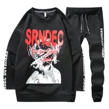 Весна Лето Sportswear Мужская спортивная одежда свободный тренировочный костюм Повседневный круглый вырез, для мужчин Половина рукава 2 шт. спортивный костюм набор хип-хоп одежда