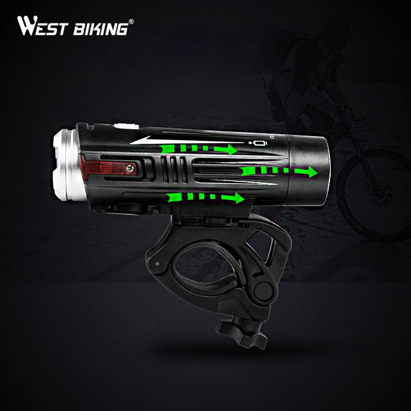 Clearance WEST BIKING Bicycle Full-Waterproof Light Double Spot USB Charging MTB Road Bike Handlebar Flashlight Cycling Front Lights 5