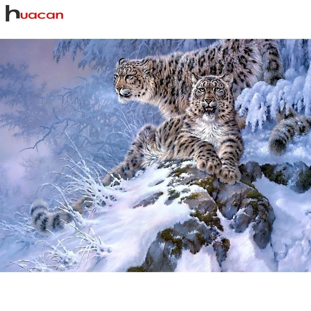 

HUACAN Diamond Embroidery Leopard Diamond Painting Animals Mosaic 5D DIY Full Square/Round Drill Cross Stitch Decoration Home