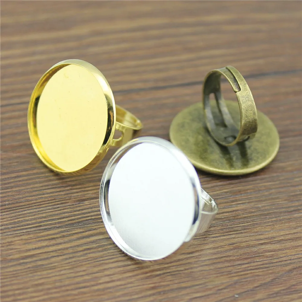 5 шт. 25 мм круглый кабошон Медь Материал регулируемые настройки кольца база/пустое обрамление для ювелирных изделий для изготовления