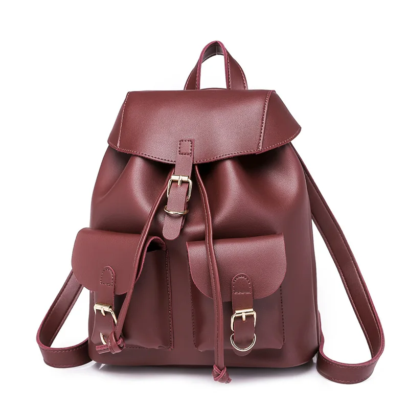 

2018 New PU Leather Women's Backpack Fashion Style Backpacks for Teenage Girls Male School Bag