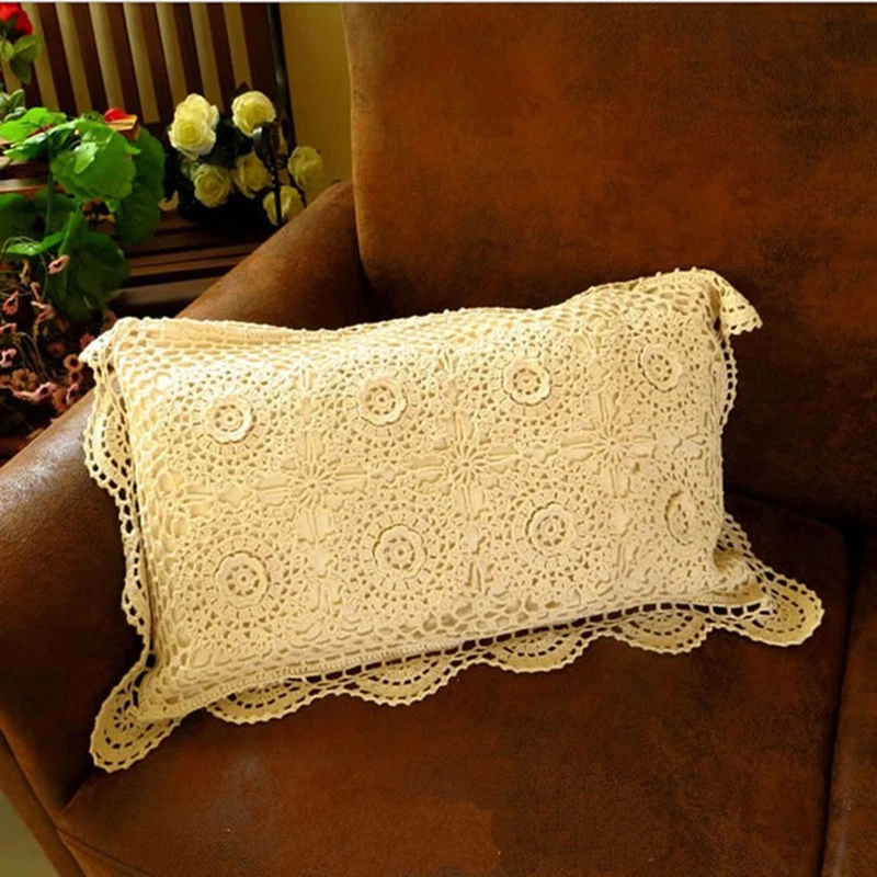 Хлопок ручной вышивкой Вязание 3D молния цветок тканые поясничной подушки с внутренняя подушка 1 шт