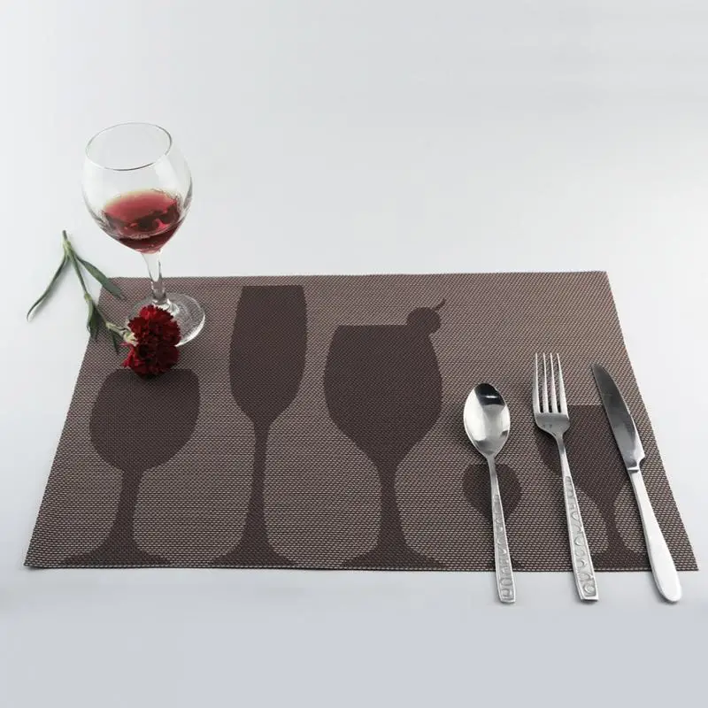 4 Pieces Of Wine Glass Pattern Western Food Placemat Non Slip Placemat