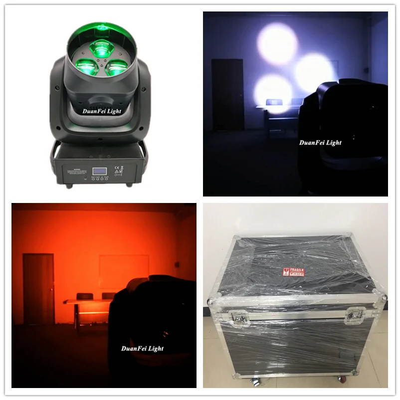 (4pcs+Flightcase) professional lighting 3x40w high power led moving head beam rgbw dmx zoom light bee eyes | Лампы и освещение