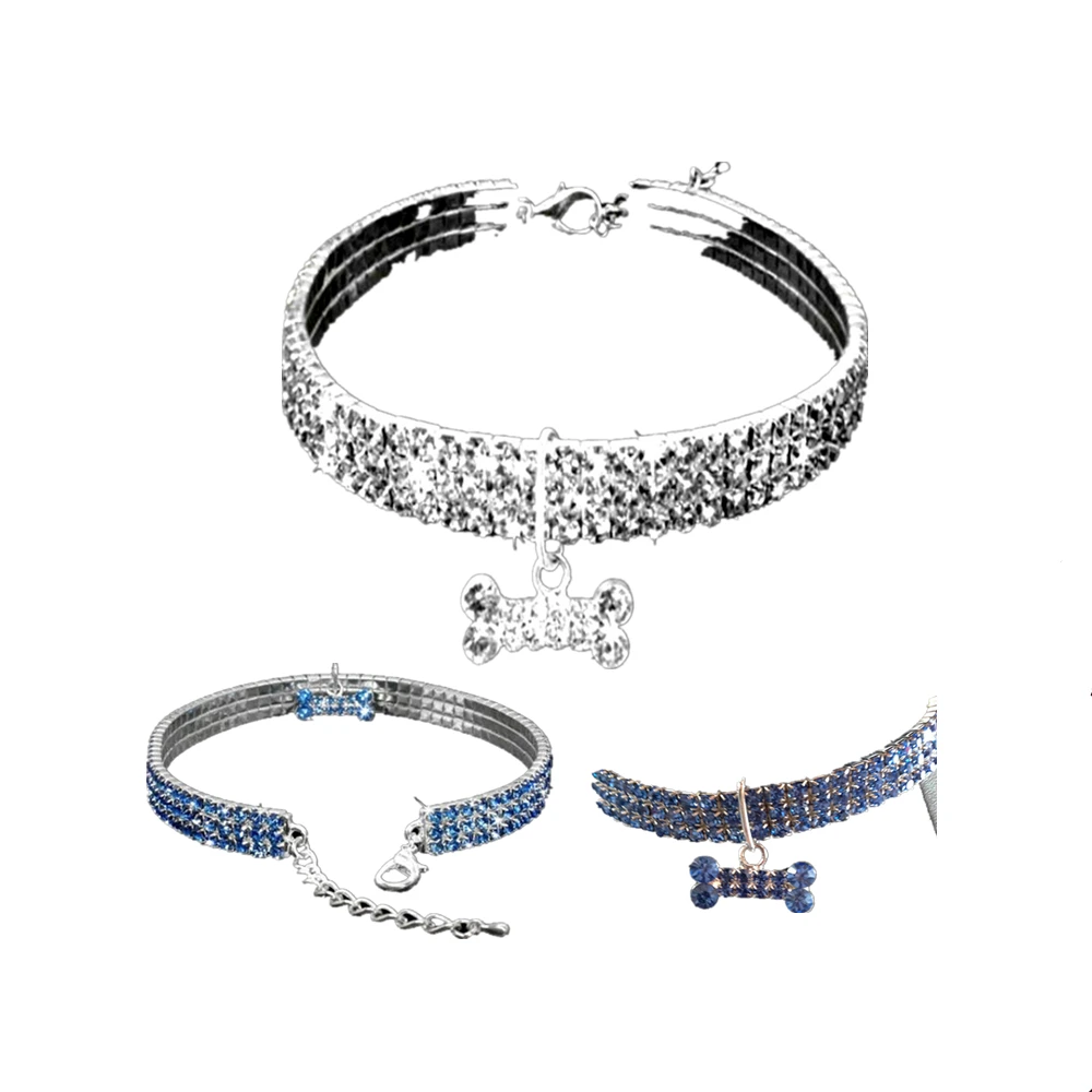 

1Pc Dog Cat Kitten Collar Rhinestone Pet Elastic Dog Bling Necklace Cute Adjustable Basic Collar Collars Spring Summer Fall